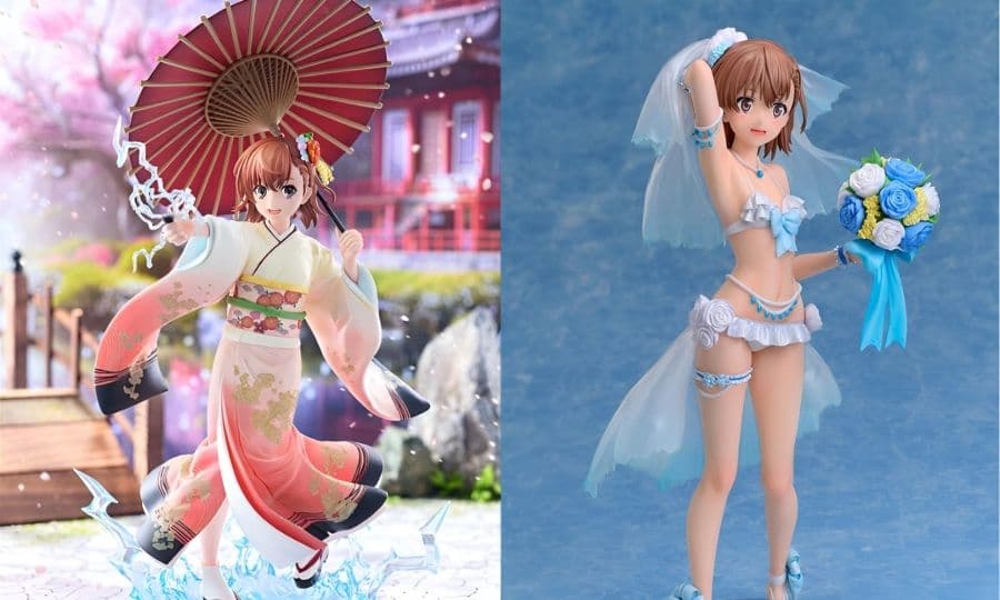 KADOKAWA 角川 科學超電磁砲T 御坂美琴 振袖Ver. 1/7、A・DIMENSION 科學的超電磁砲T 御坂美琴 婚紗泳裝版 1/7